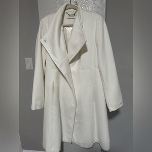 Calvin Klein white one button asymmetrical coat